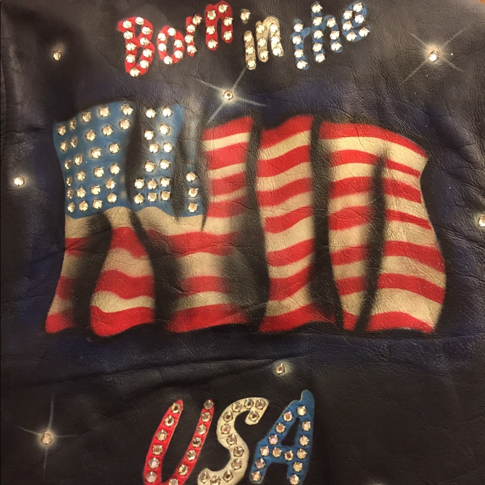 Unique Prime Parts Leather “Born in the U.S.A.” Motorcycle Jacket 42